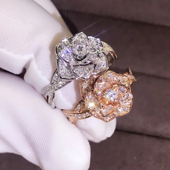 925 Sterling Silver Sapphire Rose Ring - Picture 5 of 10